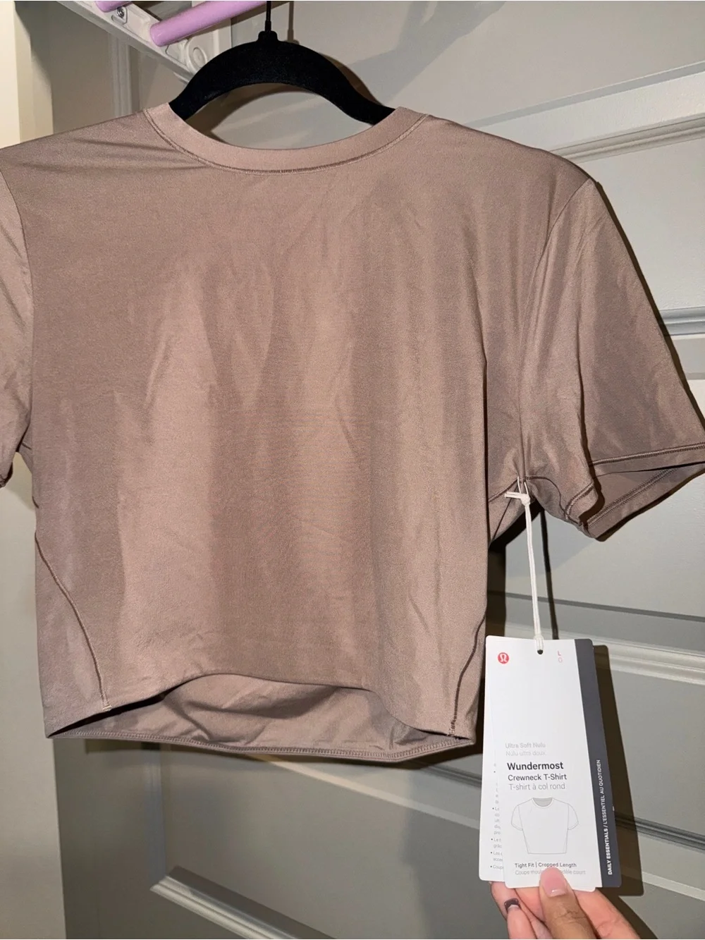 SOLD‼️ lululemon Wundermost Crew Neck T Shirt Cropped Light Brown Great used